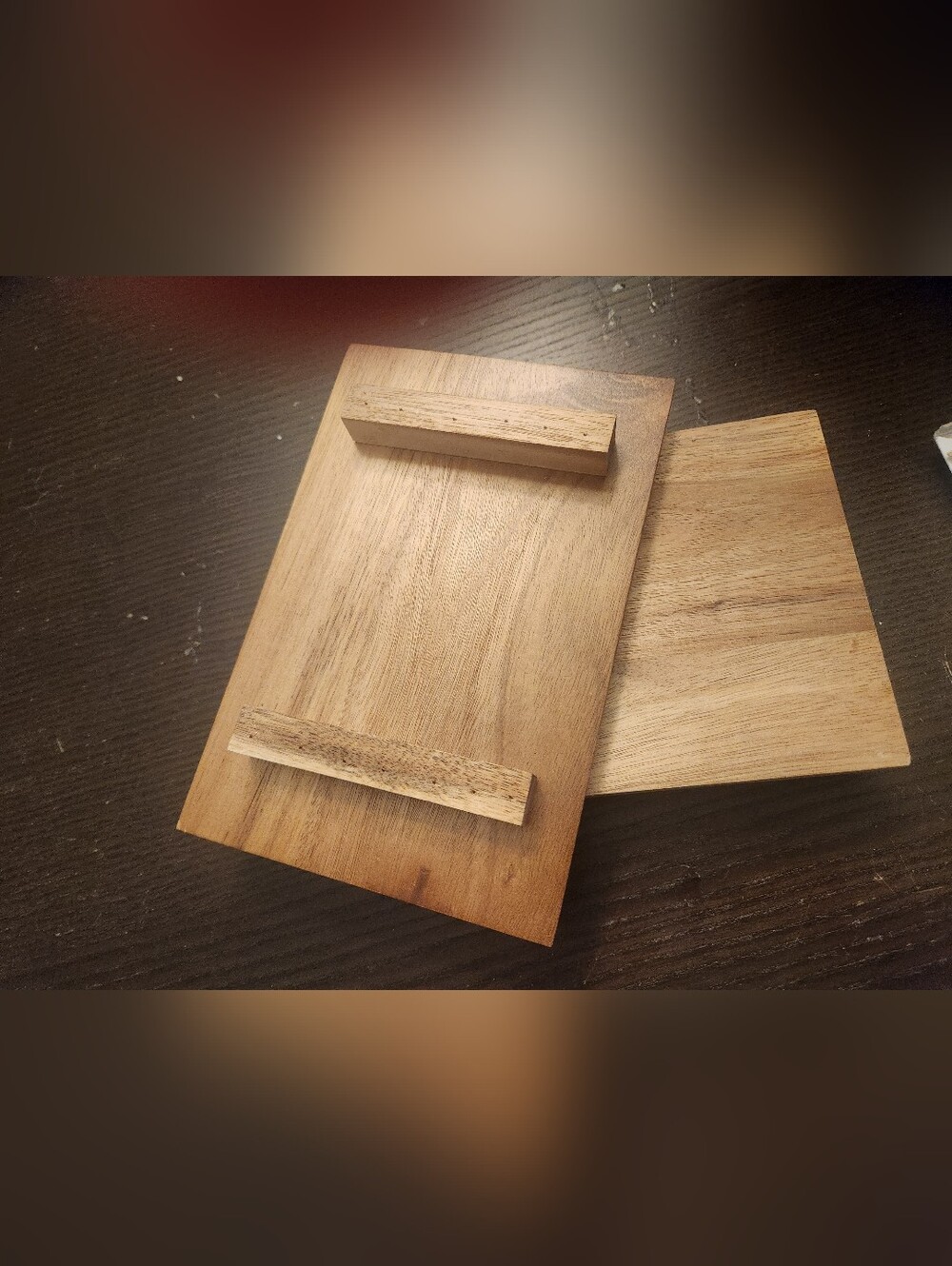 Small Wooden Serving Boards with Built-In Rests - Natural Light Brown